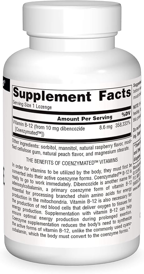 Source Naturals Dibencozide - Coenzymated B-12 Athletic Series Quick Dissolving Dietary Supplement - 120 Lozenges