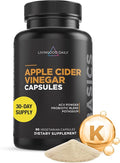 Livingood Daily Apple Cider Vinegar Capsules with The Mother (1500mg) - ACV Pills with Probiotics &amp Potassium for Women &amp Men - Supports Gut Health Digestion Appetite &amp Weight - Vegan 9