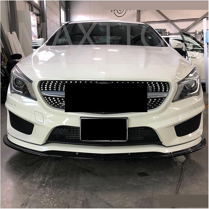 Bumper Lip Spoiler Splitter Diffuser Compatible for Mercedes Benz CLA X117 C117 3-Piece Maxton Style CLA220 CLA45 AMG 2013-2016 (Color : Gloss Black)