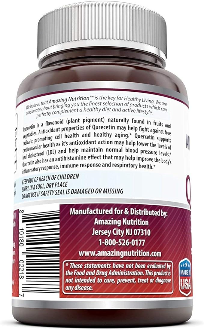 Amazing Formulas Quercetin 500 Mg 120 VCaps - Dietary Supplement Vegan Capsules Non-GMO Gluten Free - Optimal With A Balanced Diet and Regular Exercise