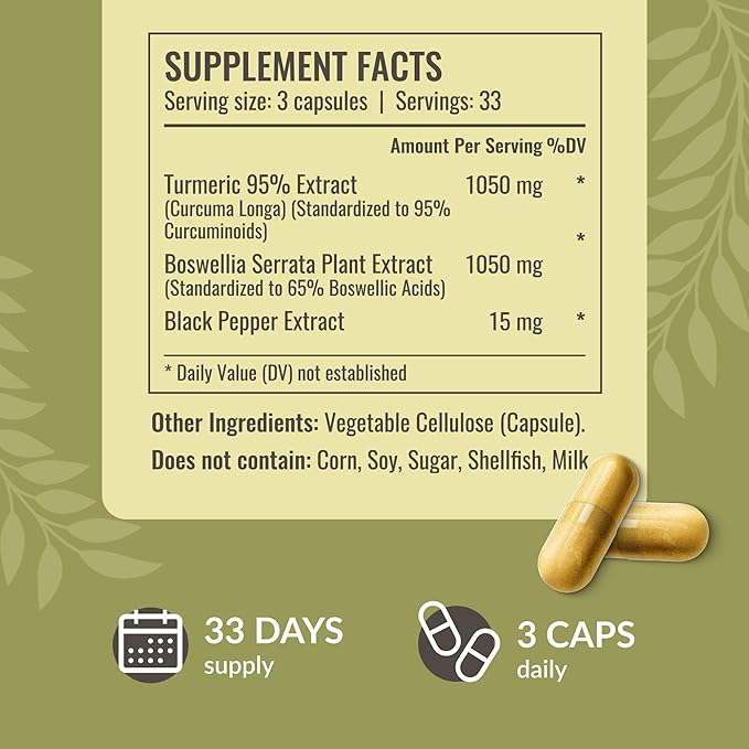 HERBAMAMA Boswellia Turmeric and Mullein Leaf Capsules Kit - Bundle of 2100 mg Boswellia Turmeric &amp 1200 mg Mullein Leaf Capsules - Vegan Non GMO Gelatin-Free - 2 Pack
