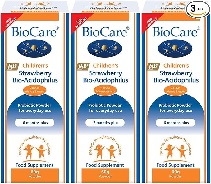(3 Pack) - Biocare - Child Strawberry BioAcidophilu | 60g | 3 Pack Bundle