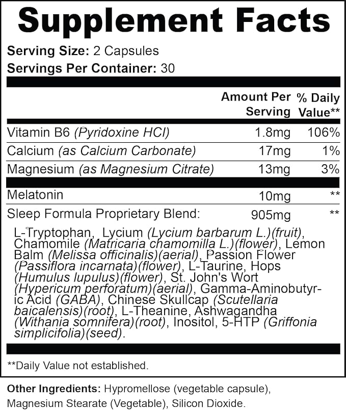 Deep Sleep Formula 60 Capsules All Natural Ingredients Improves Your Sleep Quality in A Natural Way Deep and REM