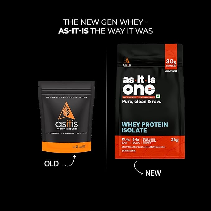 AS-IT-IS Nutrition Whey Protein Isolate 90% - 2 Kg/70.5 Oz | Protein 27g &amp Bcaa 5.9g Per Serving Fast Absorption Perfect as Post-workout Nutrition Cross-flow Microfiltered