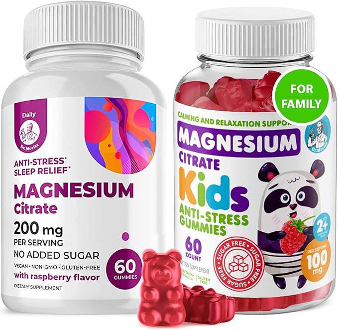 Kids Magnesium 60 Count and Magnesium 60 Count Gummies Sugar-Free - Calm Magnesium Gummies Supplement for Children Sugar-Free Magnesium Calm Chews for Kids &amp Adults
