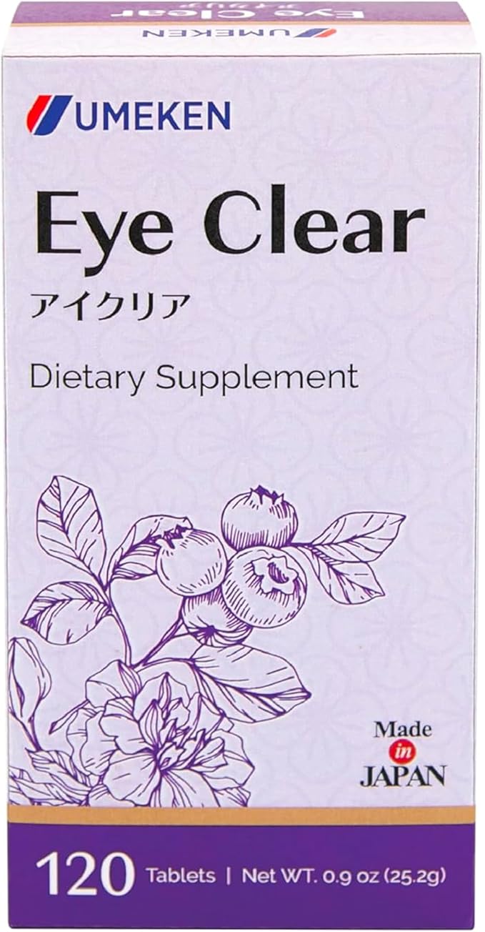 Umeken Eye Clear Dietary Supplement Blueberry Extract Lutein Zeaxanthin Ginkgo Vision Supplements for Adults Eye Vitamins 2 Months Supply 120 Tablets Pack of 120
