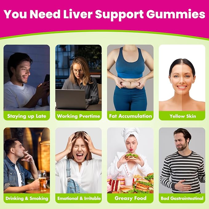Liver Cleanse Detox &amp Repair Gummies 2000 mg Milk Thistle Extract with Dandelion Artichoke Extract &amp 23 Herbs for Liver Cleanse Detox &amp Cell Repair Gut Skin—Fruit Flavor 60 Gummies