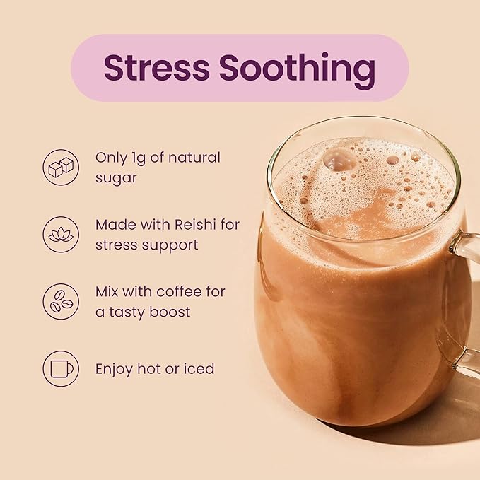 Blume Superfood Latte - Reishi Hot Cacao Powder Mushroom Powder Soothing Superfoods Latte with Brain support Organic Cocoa Mushroom Coffee Enhancer - Organic Vegan And Keto Friendly - 25 Servings