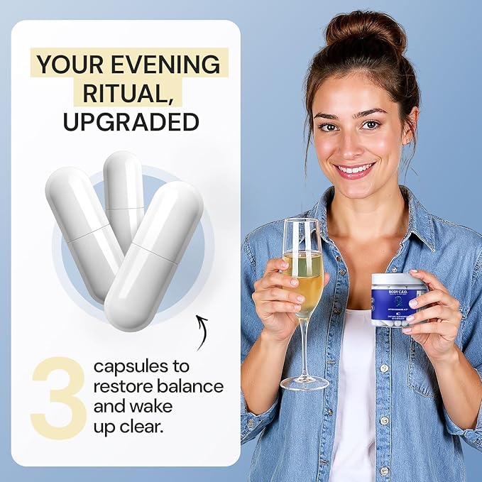Body C.E.O. After Drinking Aid - Electrolyte Balance &amp Recovery - DHM (Dihydromyricetin) L-Cysteine Prickly Pear Milk Thistle Zinger Vitamin-B for Recovery - Filler-Free Formula - 60 Capsules
