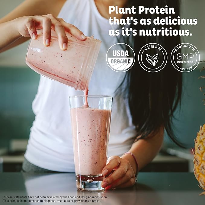 KOS Vegan Protein Powder Unflavored &amp Unsweetened - Low Carb Pea Protein Blend Organic Superfood Rich in Vitamins &amp Minerals - Keto Soy Dairy Free - Meal Replacement for Women &amp Men -
