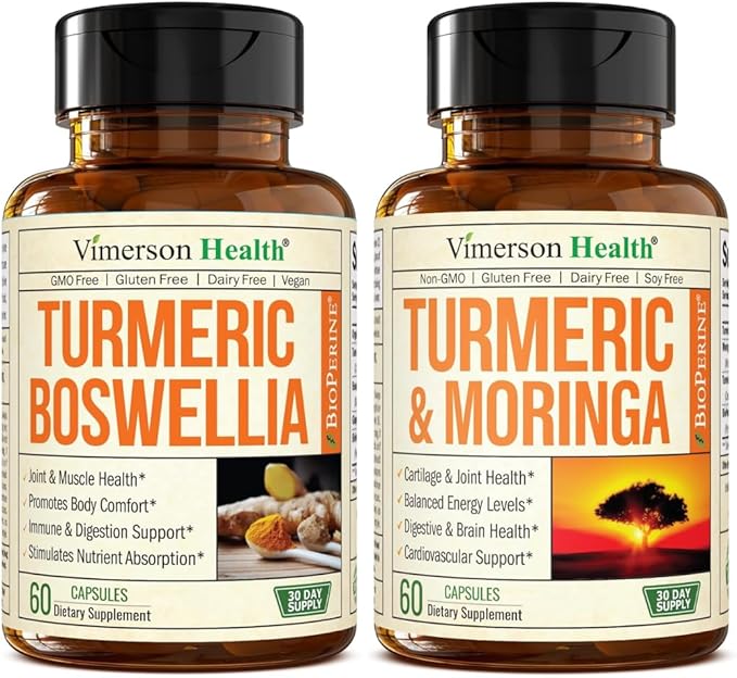 Turmeric Boswellia &amp Turmeric Moringa – Natural Joint Support Energy &amp Digestive Health Supplement Bundle for Men &amp Women