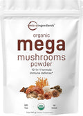 Micro Ingredients Organic Mushroom 10-in-1 Blend 5 oz | Chaga Lion’s Mane Cordyceps &amp More | Great for Smoothies &amp Daily Use | Non-GMO Vegan Friendly