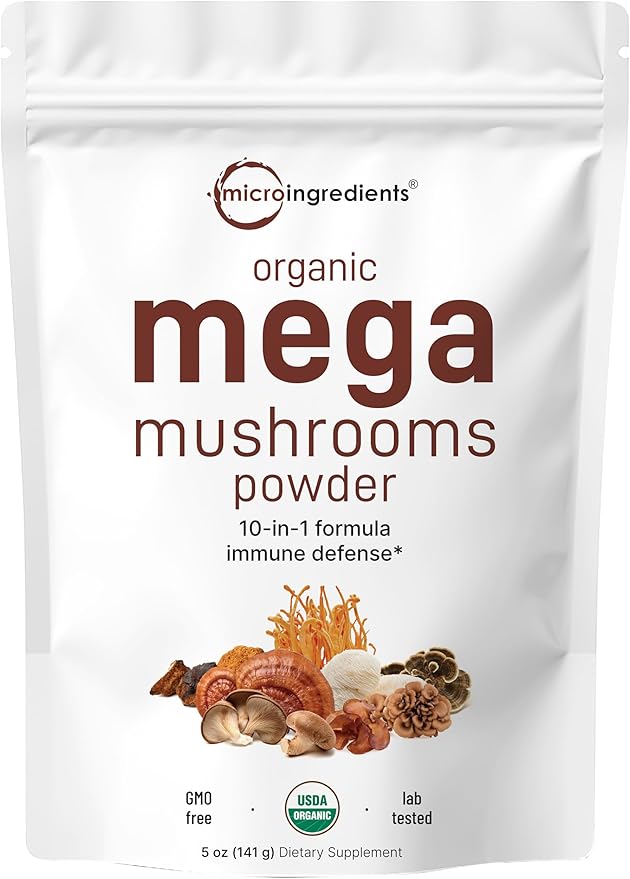 Micro Ingredients Organic Mushroom 10-in-1 Blend 5 oz | Chaga Lion’s Mane Cordyceps &amp More | Great for Smoothies &amp Daily Use | Non-GMO Vegan Friendly