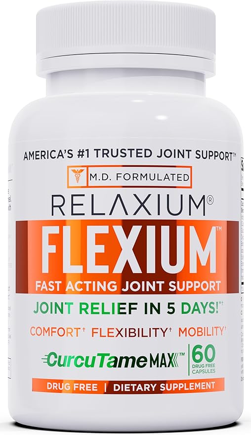 Relaxium Sleep &amp Joint Relief Bundle Melatonin &amp Ashwagandha Sleep Aid + CurcuTame &amp Glucosamine Chondroitin 60 Capsules Each Drug-Free Support for Sleep &amp Joint Health