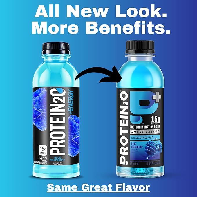Protein2o 15g Whey Protein Isolate Hydration Drink Plus Energy &amp Focus350mg Electrolytes125mg CaffeineSugar FreeBlue Raspberry16.9 oz Bottle(Pack of 24)