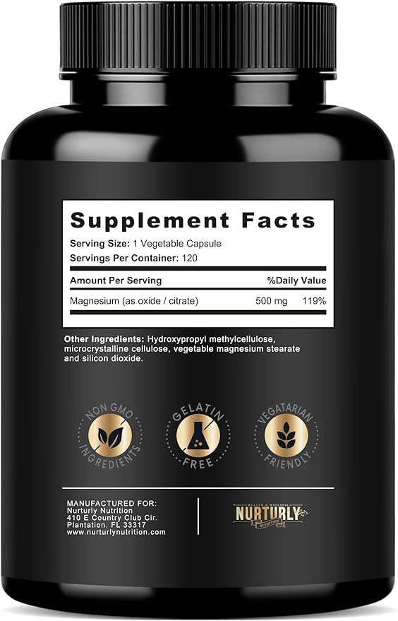 Magnesium Citrate &amp Oxide 500mg Complex Supplement and Turmeric Curcumin - High Absorption Maximum Strength - Turmeric Supplements for Joint Hearth Health