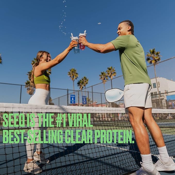 SEEQ Clear Whey Isolate Protein Powder Watermelon Wave 22 Servings 22g Protein Per Serving Sugar-Free Keto-Friendly Soy-Free Clear Protein Powder Juice-Like Protein