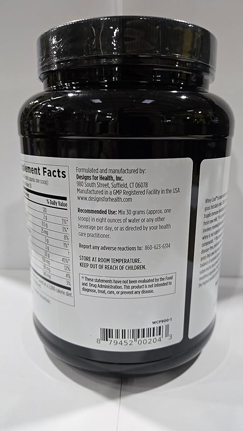 Designs for Health WheyCool - Grass Fed Whey Protein Powder Supplement with 22g Protein May Support Athletes Muscles + Energy - Non-GMO + Gluten-Free Unflavored + Unsweetened (30 Servings / 900g)