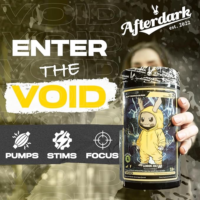 AFTERDARK INHUMAN Void Pre-Workout Powder Enhanced Mind-Muscle Connection Sustained Energy Potent Nootropic Blend Vegan Gluten-Free Soy-Free 400mg Caffeine No Crash Sour Watermelon Swirl