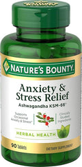 Nature's Bounty Stress Relief Ashwagandha KSM-66 Supports Occasional Stress Relief Dietary Supplement 2 Tablets per Day Vegetarian Tablets Gluten Free 90 Ct
