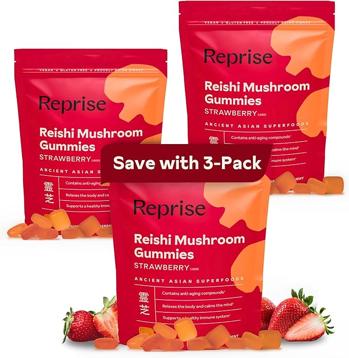 Reishi Mushroom Gummies | Hongo Reishi Mushroom Supplement (Lingzhi Ganoderma Lucidum) | Full Spectrum Stress Gummies for Adults | Red Reishi Mushroom | Strawberry Flavor | 45 Count (Pack of 3)