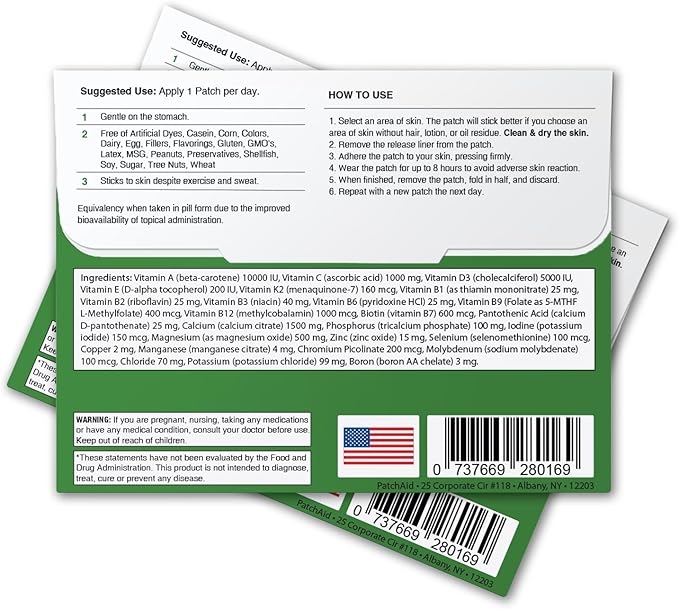 PatchAid Multi Plus Topical Patch Without Iron 30-Day Supply (Pack of 2)