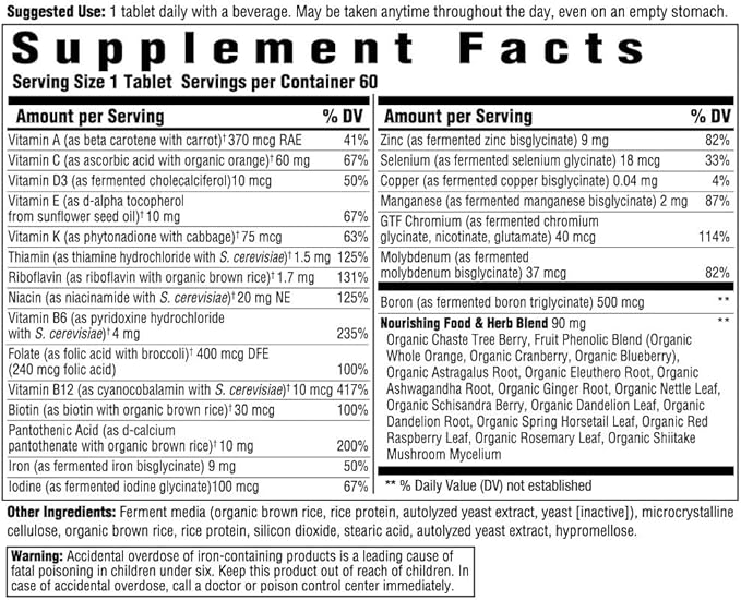 Innate Response Formulas Women's One Daily - Daily Multivitamin for Women - Supports Optimal Health and Well-Being - Vegetarian Non-GMO and Kosher - Made Without 9 Food Allergens - 60 Tablets