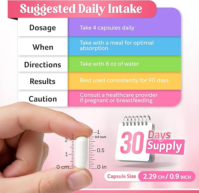 Myo-Inositol &amp D-Chiro Inositol Supplement for Women - 40:1 Ratio Inositol Capsules with Folate Vitamin D3 Magnesium &amp Zinc - Ovarian Support Inositol Multivitamin - 2050mg 120 Count