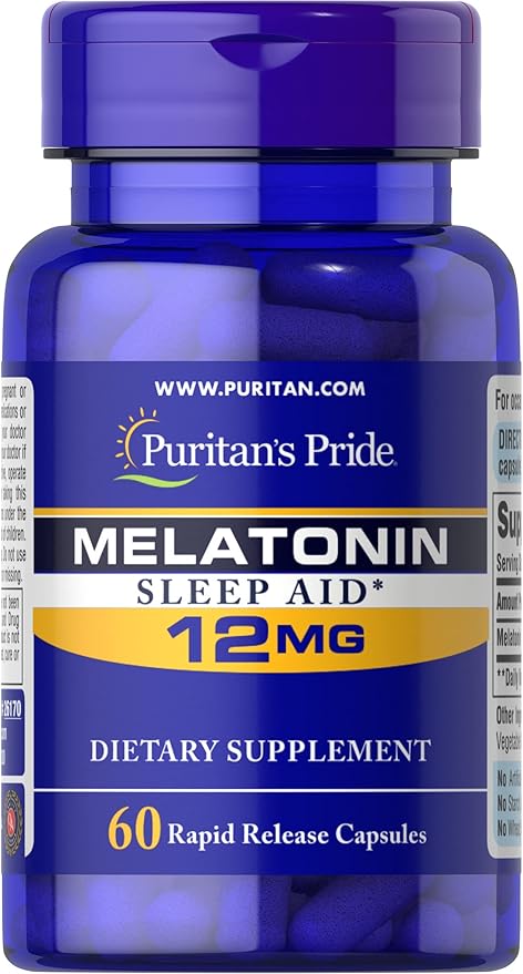 Puritan's Pride Melatonin 12 mg Capsules 60 Count