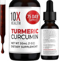 10X Health Turmeric Curcumin Supplement with Vitamin D3 &amp B12-30mL High Absorption Turmeric Supplement for Joint Supplements for Women Immunity &amp Heart Health - Curcuma Curcumin Supplements