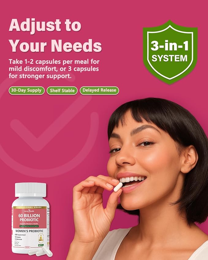 Probiotics and Organic Prebiotics for Women pH Balance &amp Digestion- 60 Billion CFU Vaginal Probiotics with Cranberry D-Mannose Vegan &amp Non-GMO for Urinary Tract &amp Immune | 90 Caps