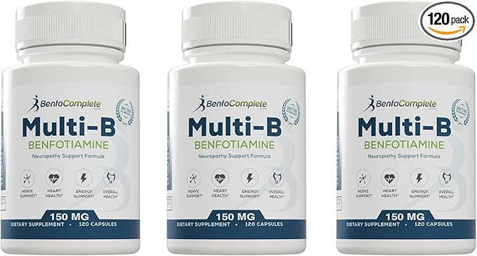 Benfotiamine Multi-B Neuropathy Support Formula 150mg 120 Gelatin Capsules per Bottle - Pack of 3 Bottles