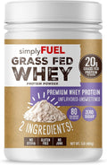 simplyFUEL 100% Grass-Fed Whey Protein Powder Unflavored Unsweetened Zero Sugar or Carbs Clean Gluten-Free Protein 20 g Protein per Serving 1 lb