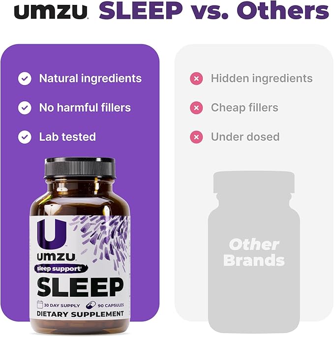 UMZU Sleep Magnesium Glycinate Supplement (30 Day Supply) – with GABA L-Theanine Zinc &amp Herbal Extracts – Magnesium Glycinate for Sleep Relaxation Calm Mood &amp L-Theanine Nightly Wellness Supp