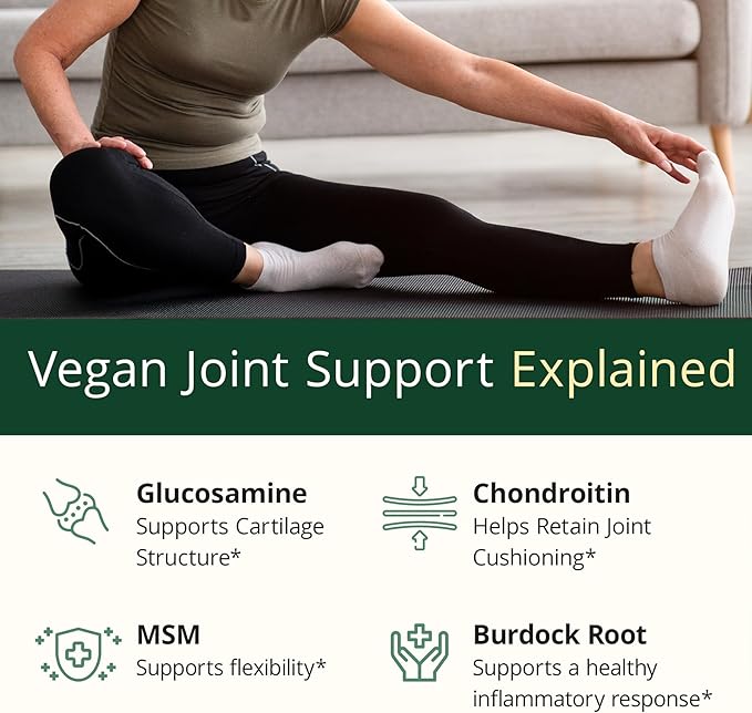 Glucosamine Chondroitin MSM – Joint Support Supplement for Women and Men with Glucosamine Sulfate 1500 mg Chondroitin and MSM – for Cartilage Joint Health and Flexibility – 180 Capsules Vegan