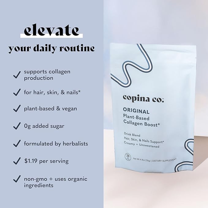 Copina Co. Original Vegan Collagen Booster Creamer Mix: Plant Based Collagen Support Smoothie Drink Vegan Creamy Blend | Original Flavor | 3 Bags - 25 Servings per Bag