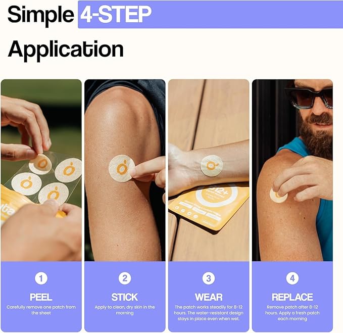 Day-to-Night Glow Patch Trio – Collagen Glow Sleep &amp NAD+ Patch | Skin-Friendly Water-Resistant Daily Wellness &amp Beauty Support
