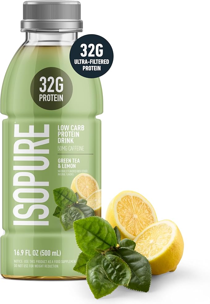 Isopure Zero Carb 32g Clear Protein Ready-to-Drink Whey Protein Isolate Green Tea 12 Pack (Packaging May Vary)