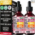 (2 Pack) Vitamin B12 and B6 Liquid Drops B12 Sublingual Vitamin B Complex - B 12 Vitamin 5000mcg - B12 Methylcobalamin for Energy Brain and Heart Support with 27200 mcg Strawberry 80 Servings