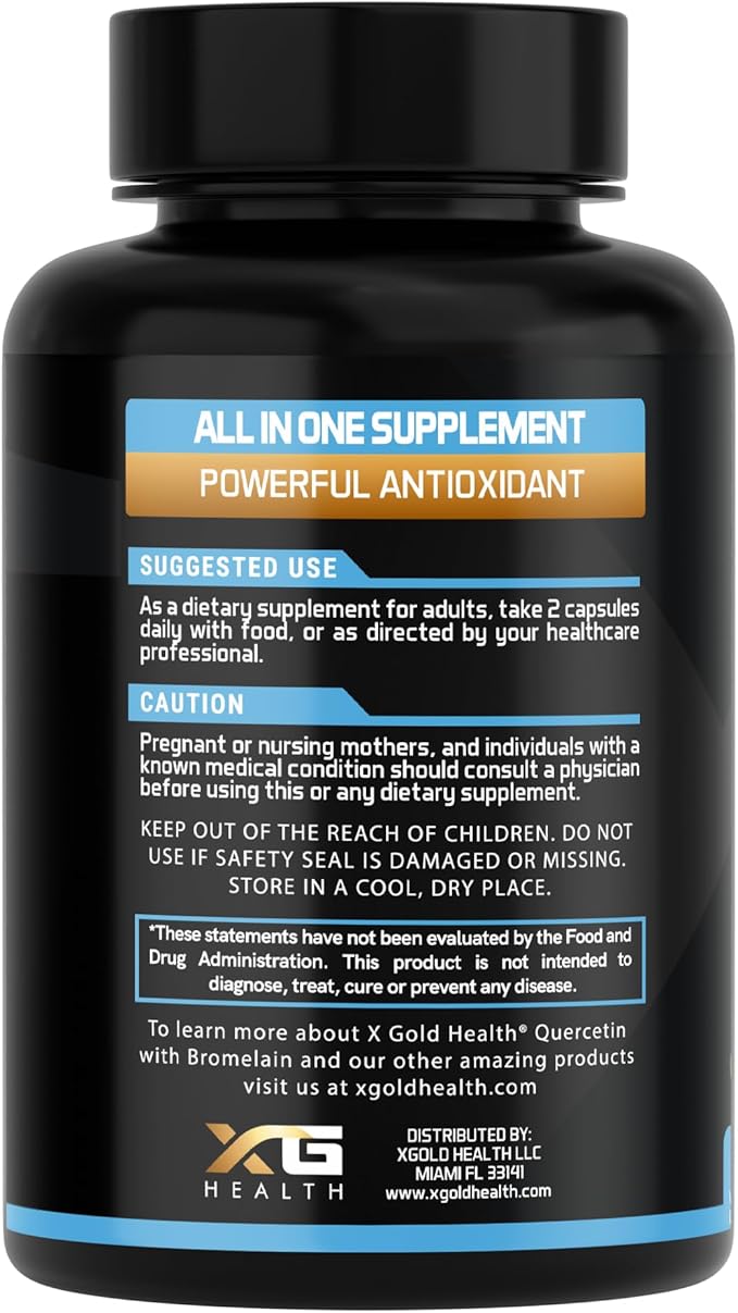 XGold Health NAC 1000 mg with Quercetin 95% Bromelain Zinc Vitamin C D3 &amp K2 Immune Support &amp Antioxidant Supplement Advanced Defense Blend 90 Veggie Capsules