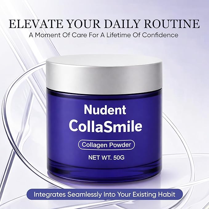 Nudent Collagen Powder Nano-Hydroxyapatite Teeth Powder Smile Strengthening Collagen Strengthens Gums &amp Enamel Gentle Formula for Gums Improve Overall Gum Strength 50g (1)
