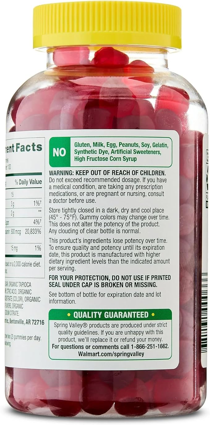 Spring Valley Vitamin B12 500mcg (as Methylcobalamin) - Raspberry Flavor - 100 Vegetarian Gummies - Energy &amp Metabolism Support with SUREFECT Organizer.