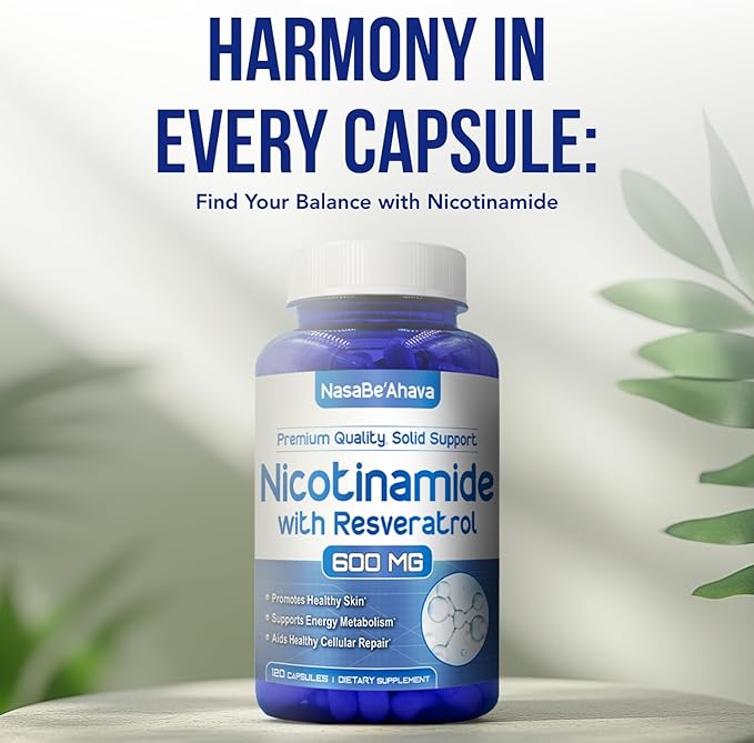 Resveratrol with Vitamin B3 Nicotinamide 500mg | NAD+ Precursor and Longevity Complex with Nicotinamide Form of Vitamin B3 Niacin Flush Free for Aging Skin Energy &amp Cellular Support (120 Day Suppl