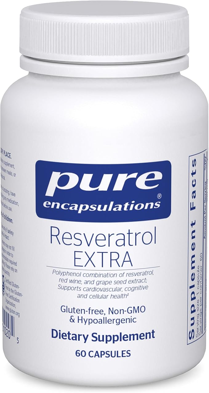 Pure Encapsulations Resveratrol EXTRA - 100 mg Trans-Resveratrol - For Healthy Cellular &amp Cardiovascular Function* - Antioxidants Supplement - Non-GMO &amp Gluten Free - 60 Capsules