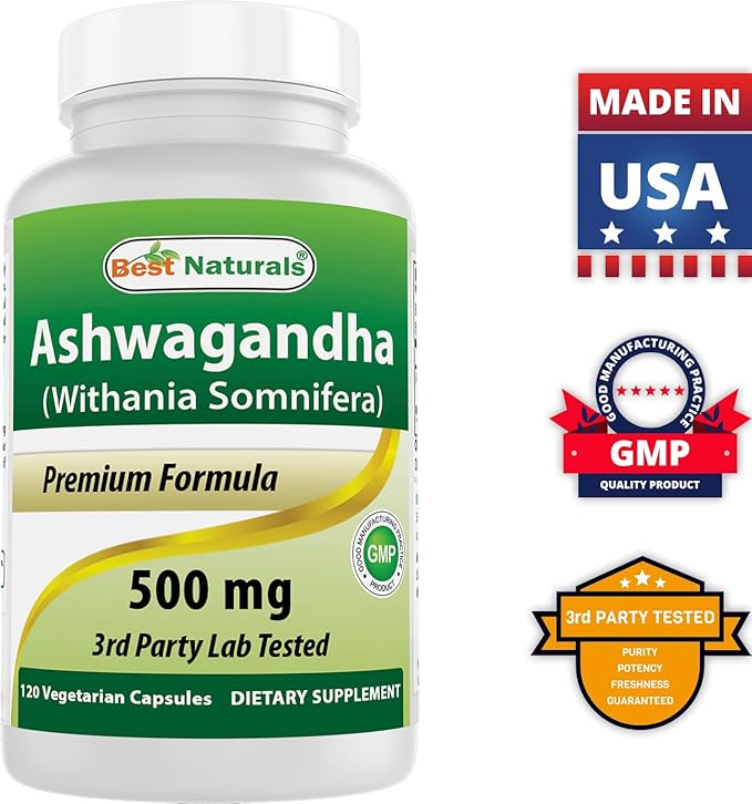 Best Naturals L-Theanine 200mg &amp Ashwagandha Extract 500 Mg