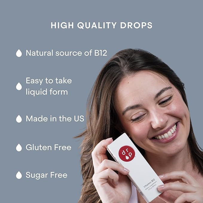 Vitamin B12 2500 mcg 2 oz Liquid Drops for Energy Production Nervous System Health - No Artificial Preservatives Non-GMO Gluten Free Vegan-Friendly