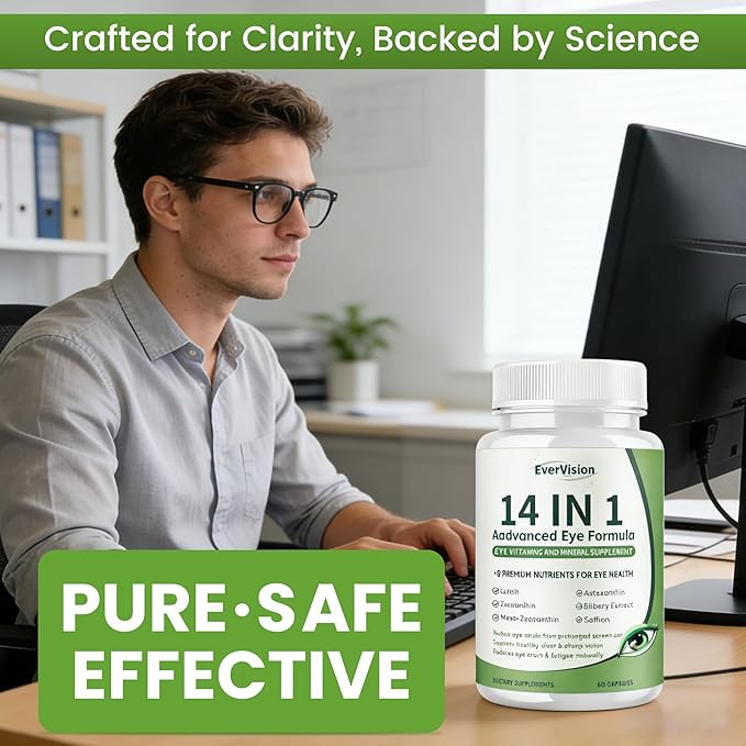 14 in 1 Advanced Eye Formula Eye Supplement with Lutein Zeaxanthin Vision &amp Focus Suitable for Adults and Seniors Support 60 Capsules (1)