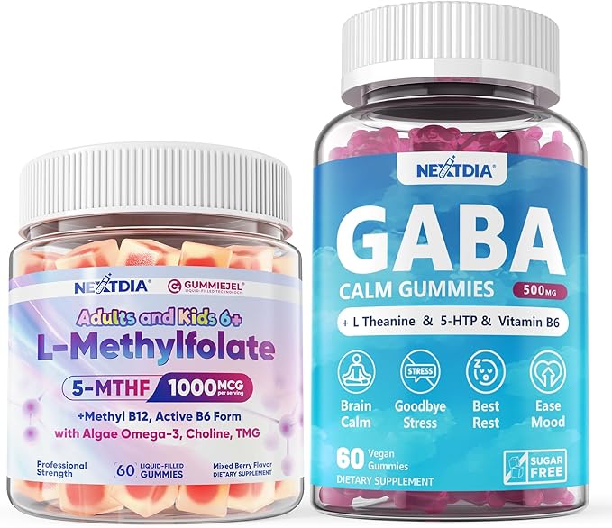 GABA L-Methylfolate 1000 mcg + Methyl B12 Gummies 2Pack