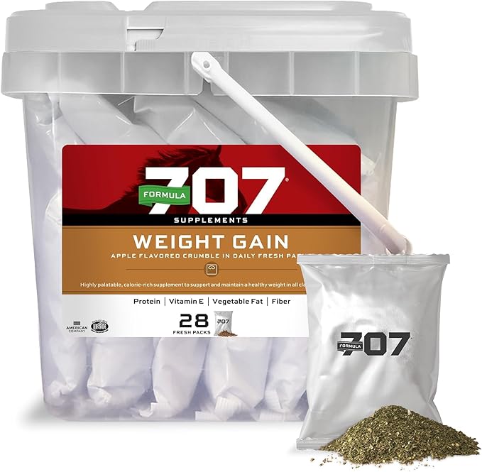 Formula 707 Weight Gain Equine Supplement Daily Fresh Packs 28 Day Supply - Palatable Calorie-Rich Nutritional Support for Hard-to-Keep and Senior Horses