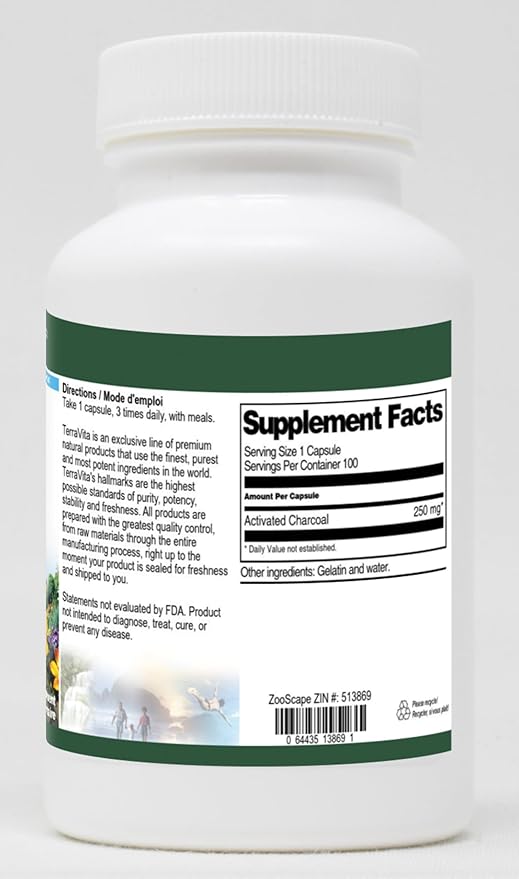 Activated Charcoal - 250 mg (100 Capsules ZIN: 513869)